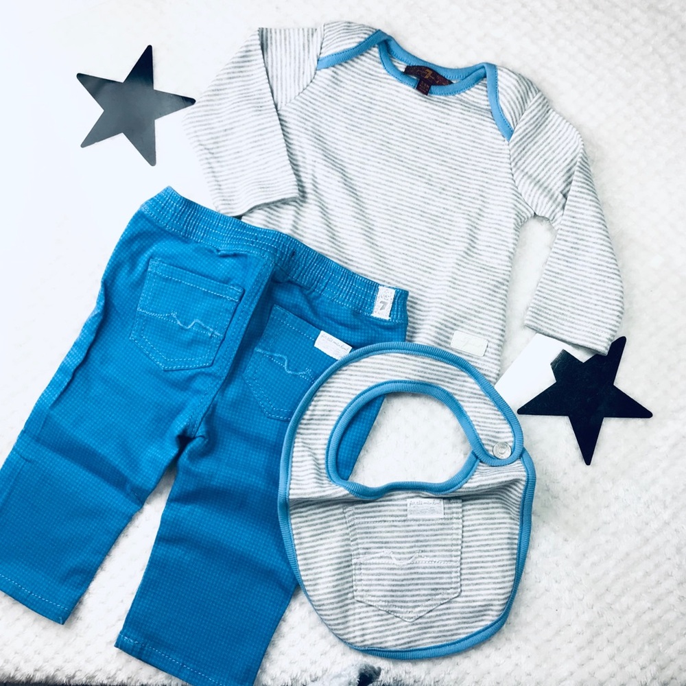 COPY - NIB 7 for all ManKind baby 3 piece box set 3/6 mo